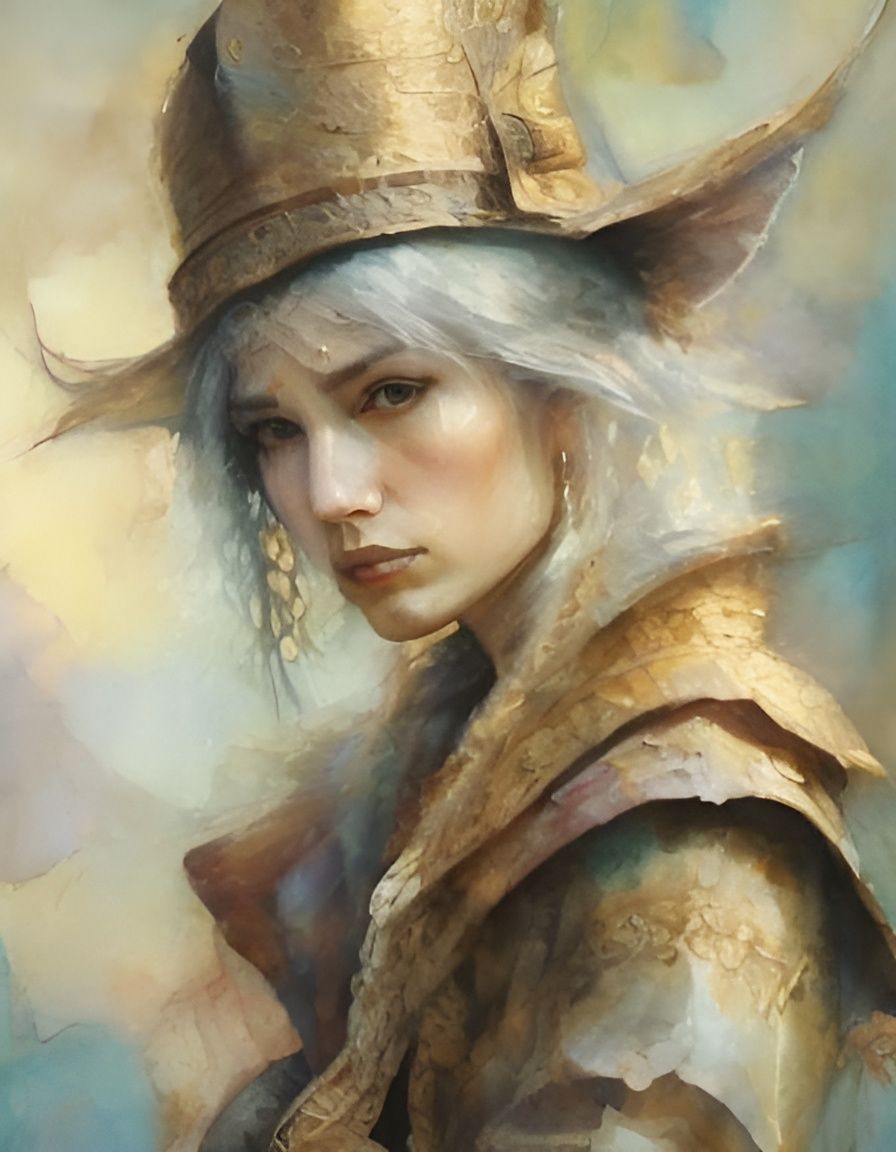 Woman in Filigree Oil Sfumato Style