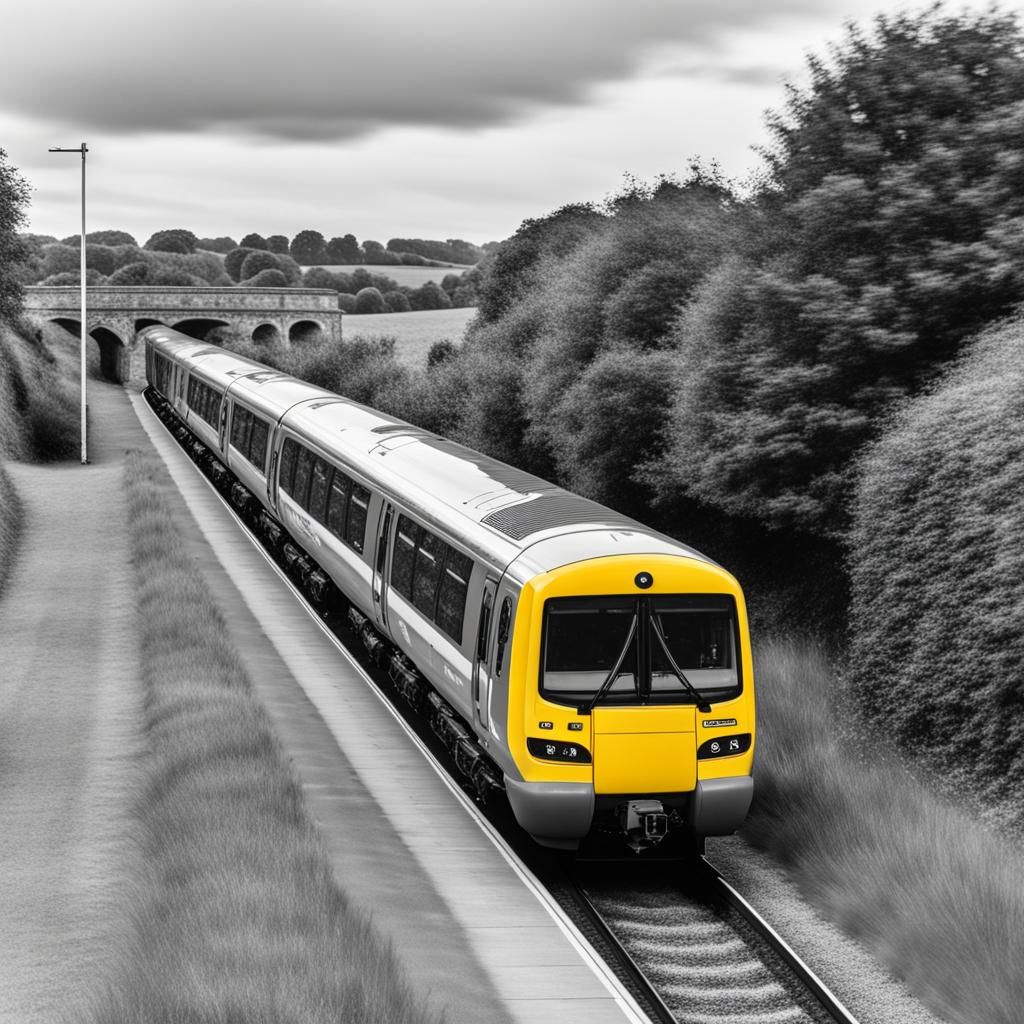 Class 156 Sprinter Train in Yellow Splash Art