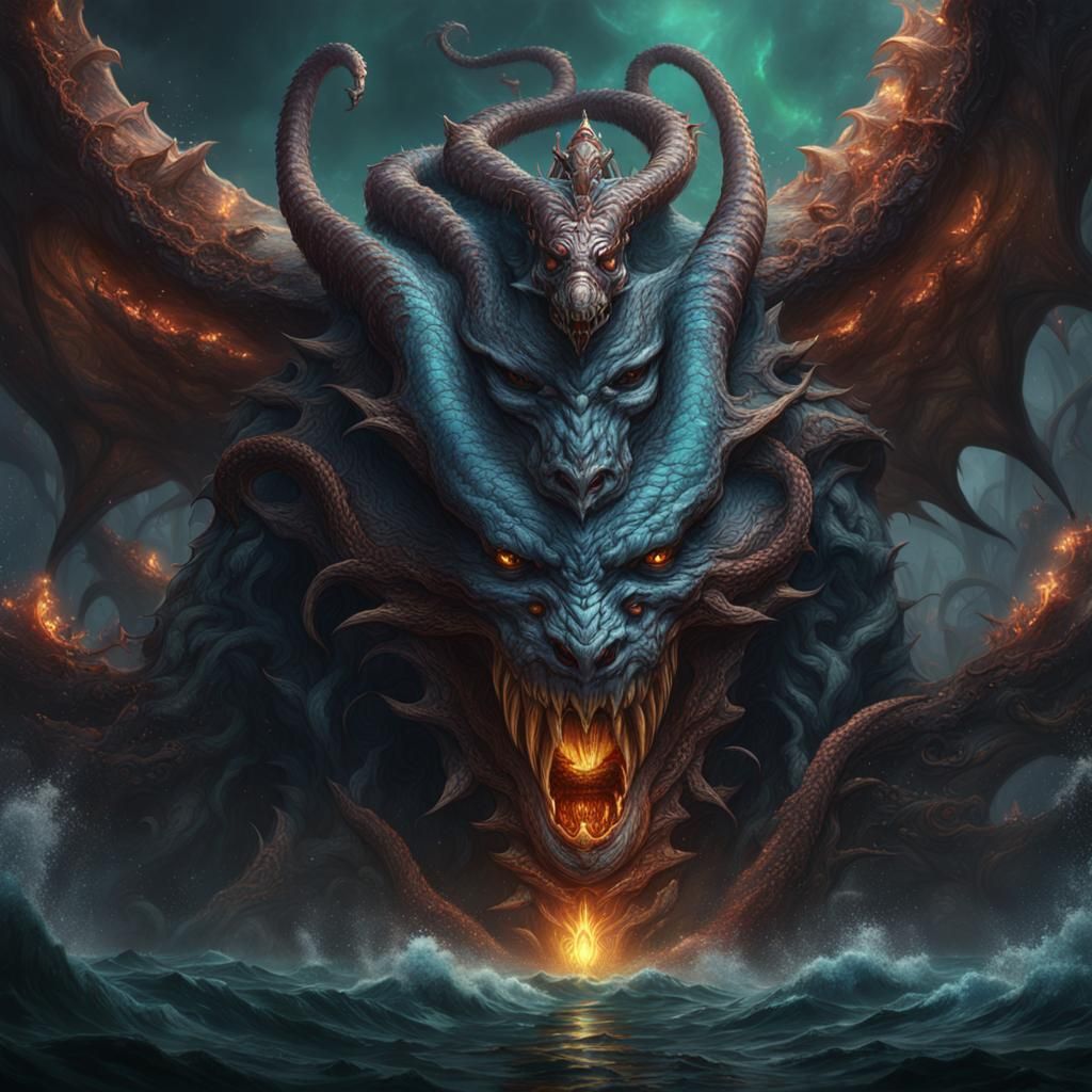 Demonic Leviathan Goddess in Detailed Digital Painting
