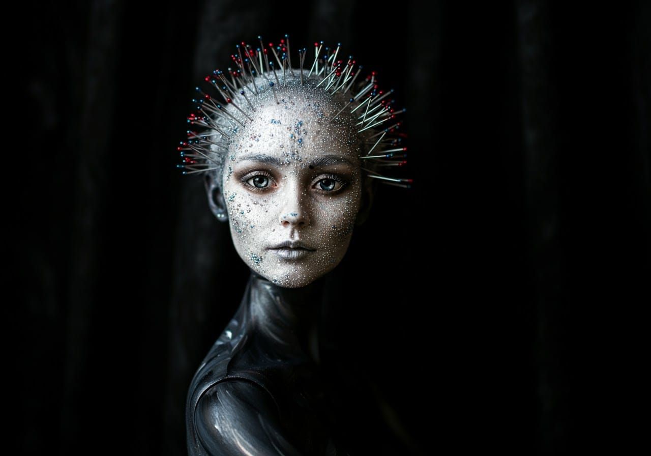 Ethereal Silk Dollequin Figure at Window