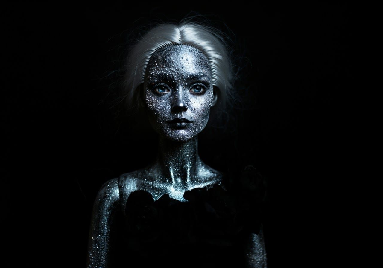 Silk Dollequin Figure at Window in Winter