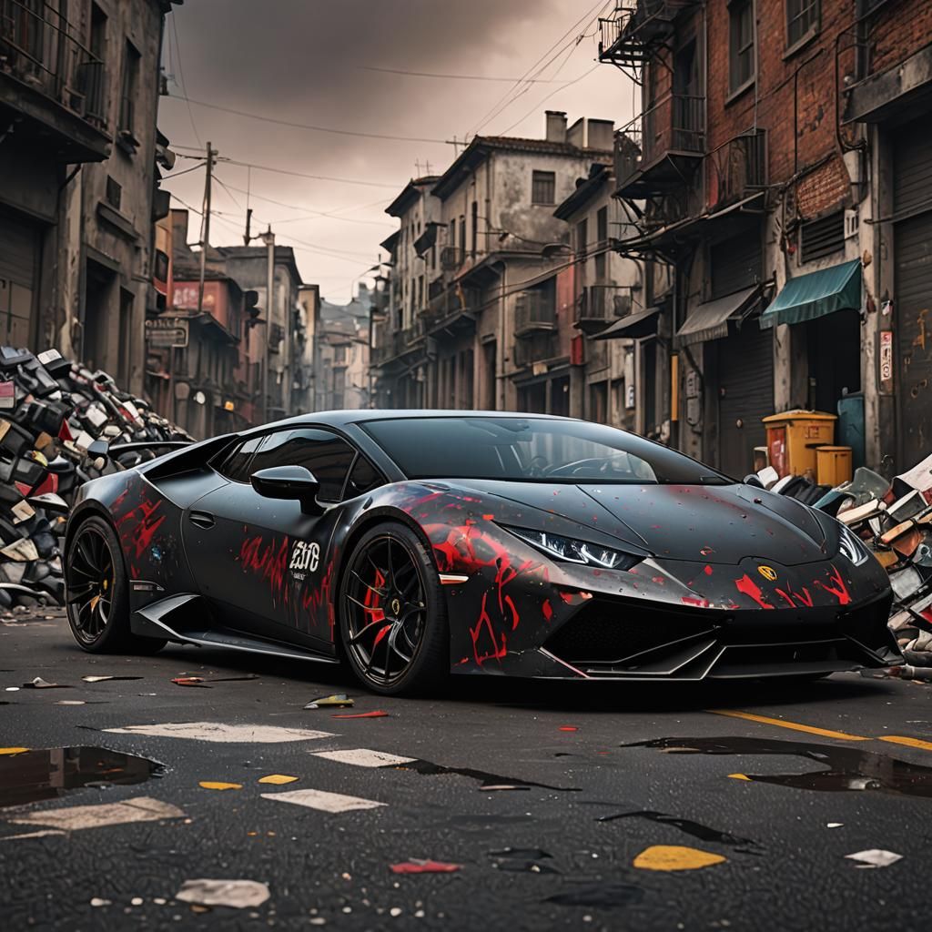 Lamborghini Huracan with Trash Polka Tattoo Paint Job