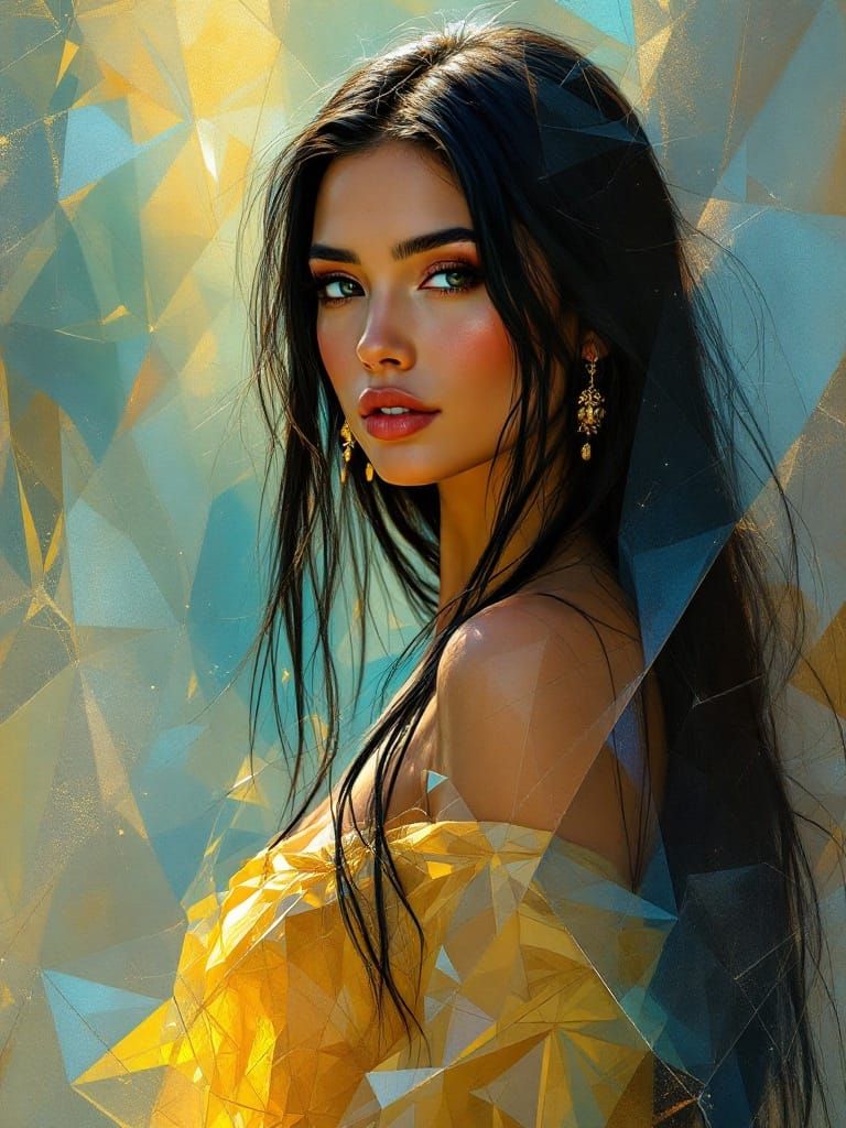 Sensual Native Woman in Ethereal Crystal Light