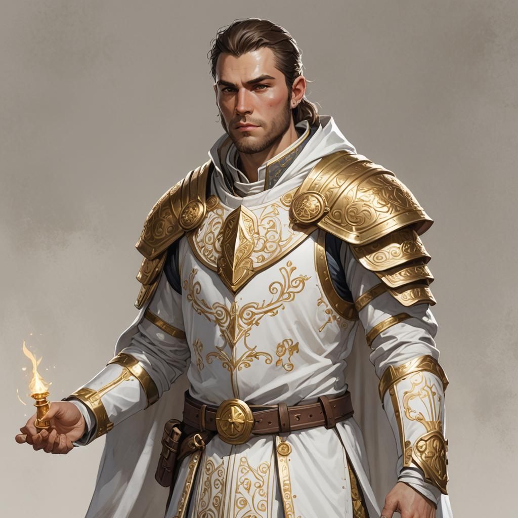 Light Cleric in White and Gold D&D Style