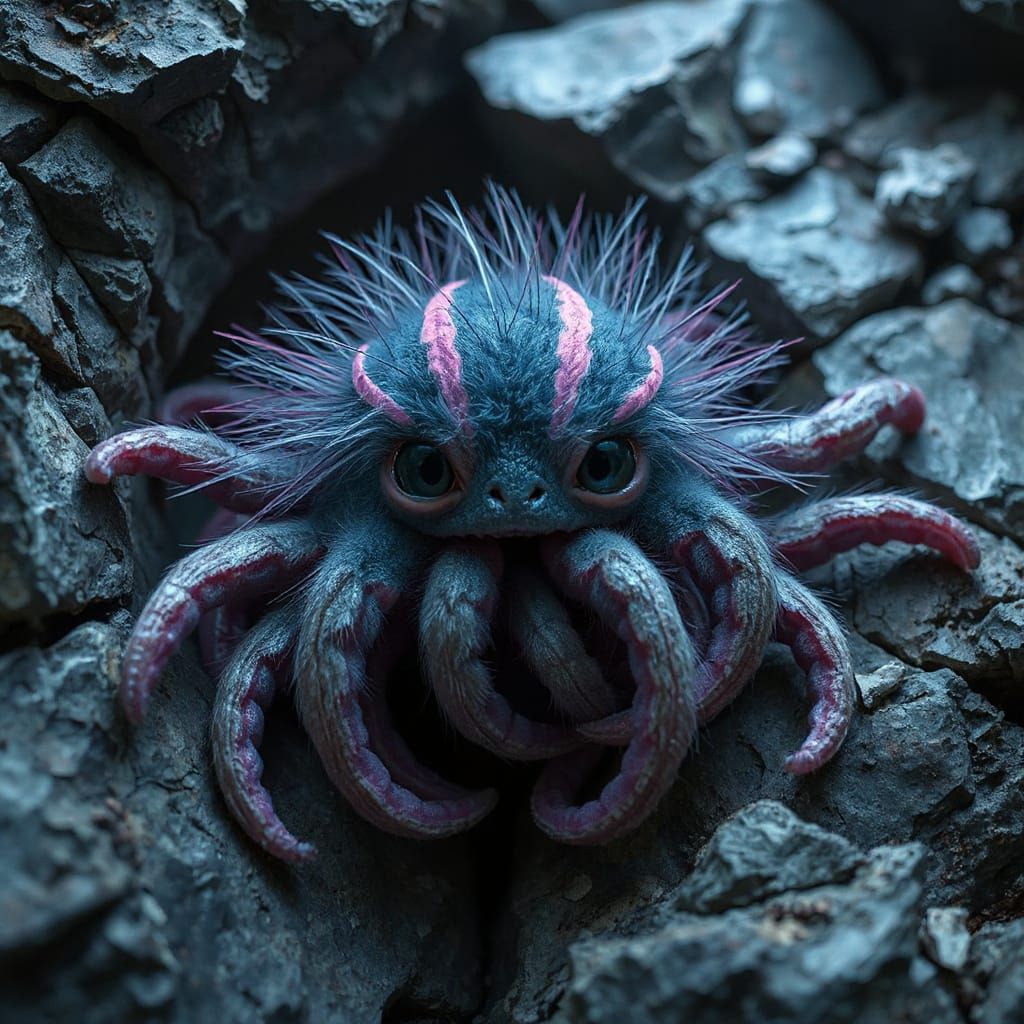 Creepy Cute Neon Creature with Tentacles