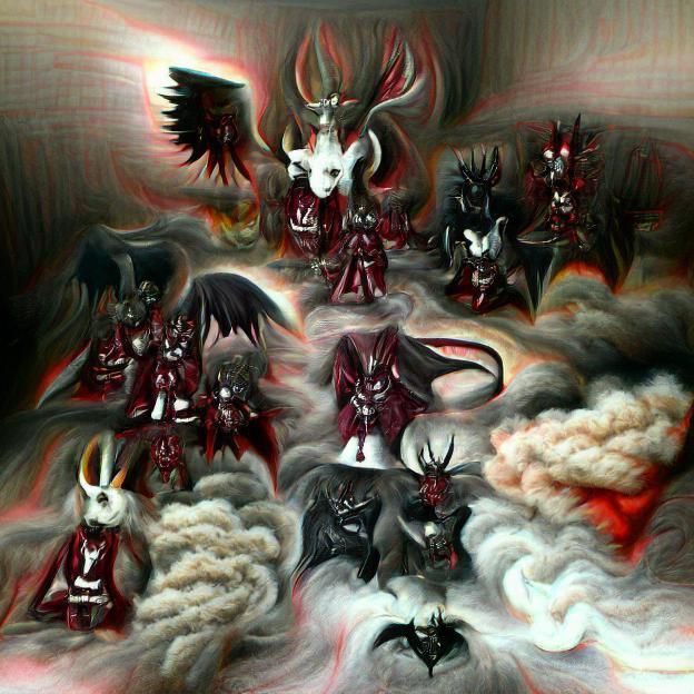 Lucifer's Legion: Goat Head Demons in Fiery Battle