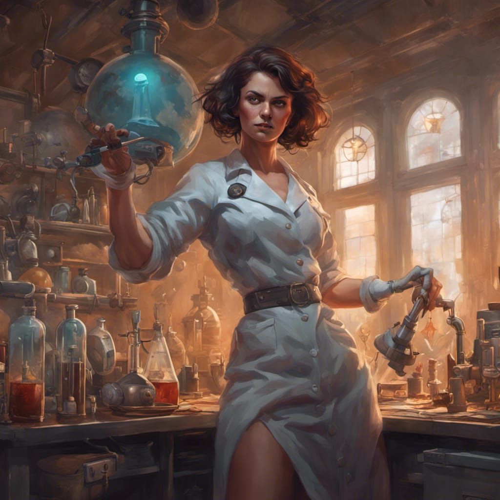 Mad Scientist Portrait in Romantic Fantasy Style