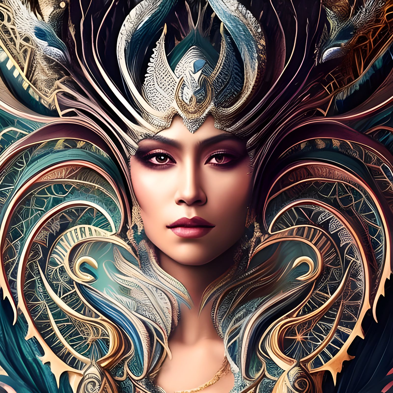 Dragon Queen Portrait in Gouache Style