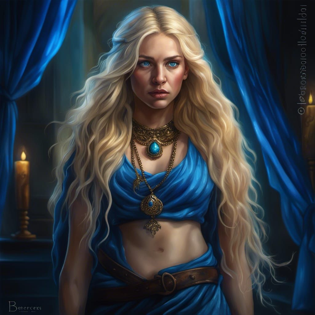 Amazon Sorceress with Blonde Hair in Hyperrealistic Style