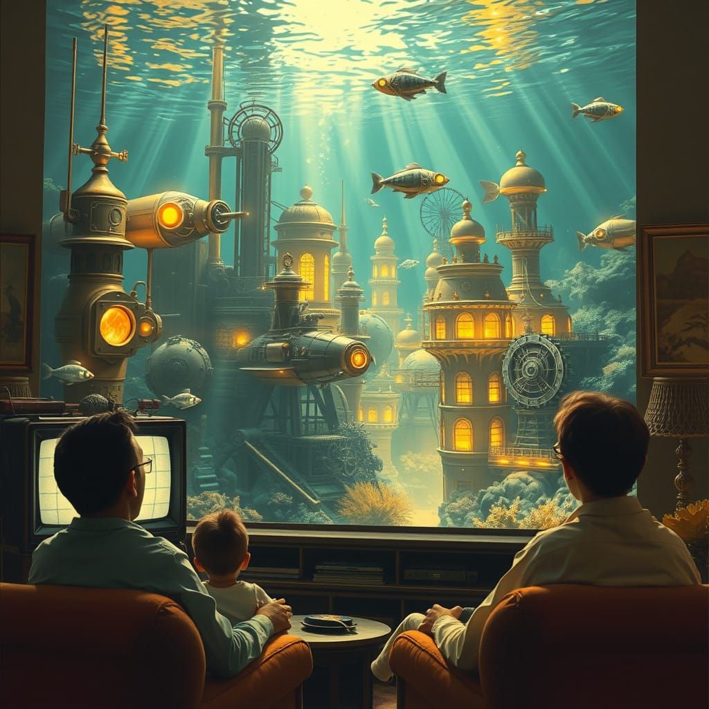 Steampunk Metropolis Awakens Beneath the Waves in Vibrant Go...