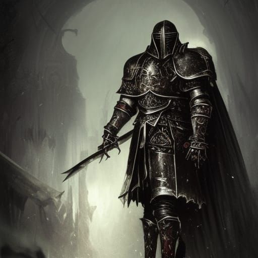 Grimdark Unholy Paladin in Crimson Armor