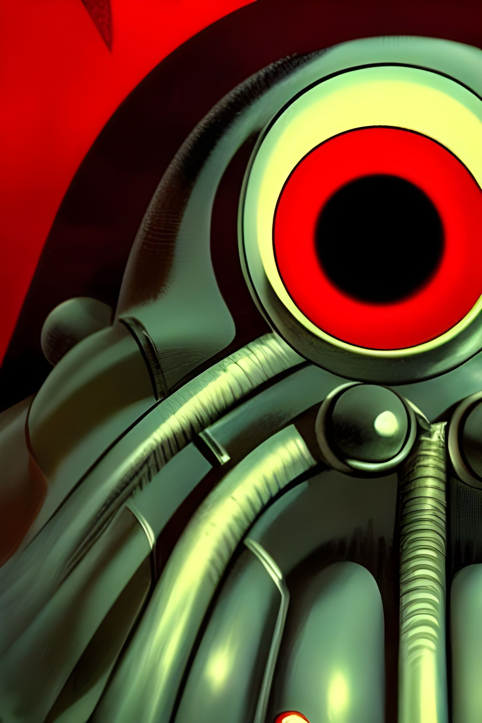 Decopunk Cosmic Horror Poster with Red Eye