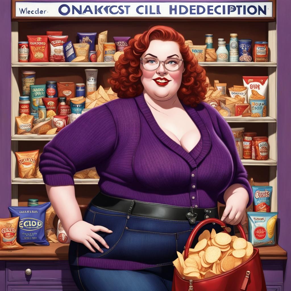 Plus Size Goddess Advertises Chips: Matte Painting