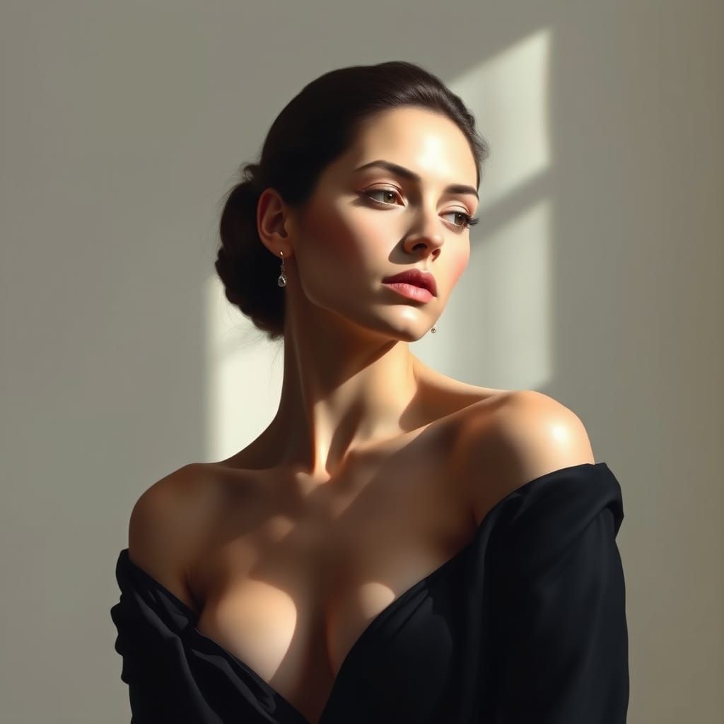 Elegant Woman Portrait in Realistic Style