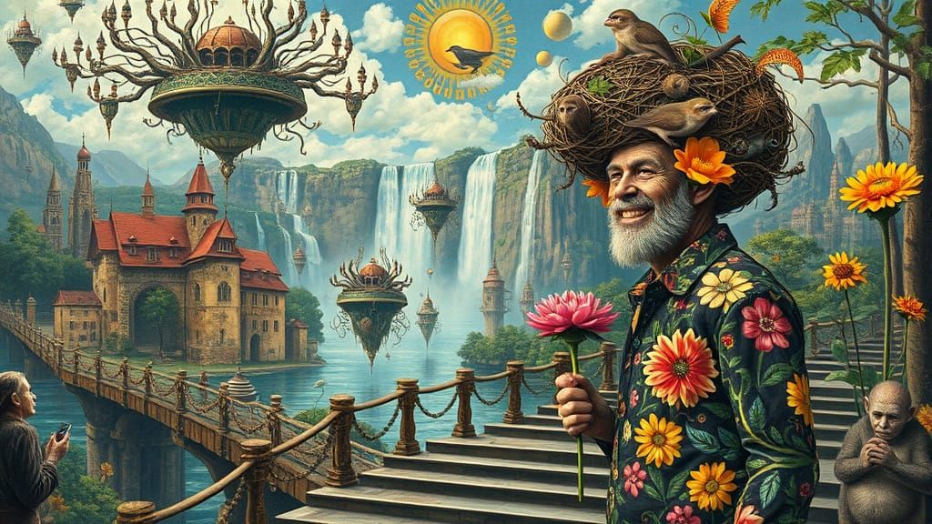 Psychedelic Floating City Inspired by Bosch and Haeckel