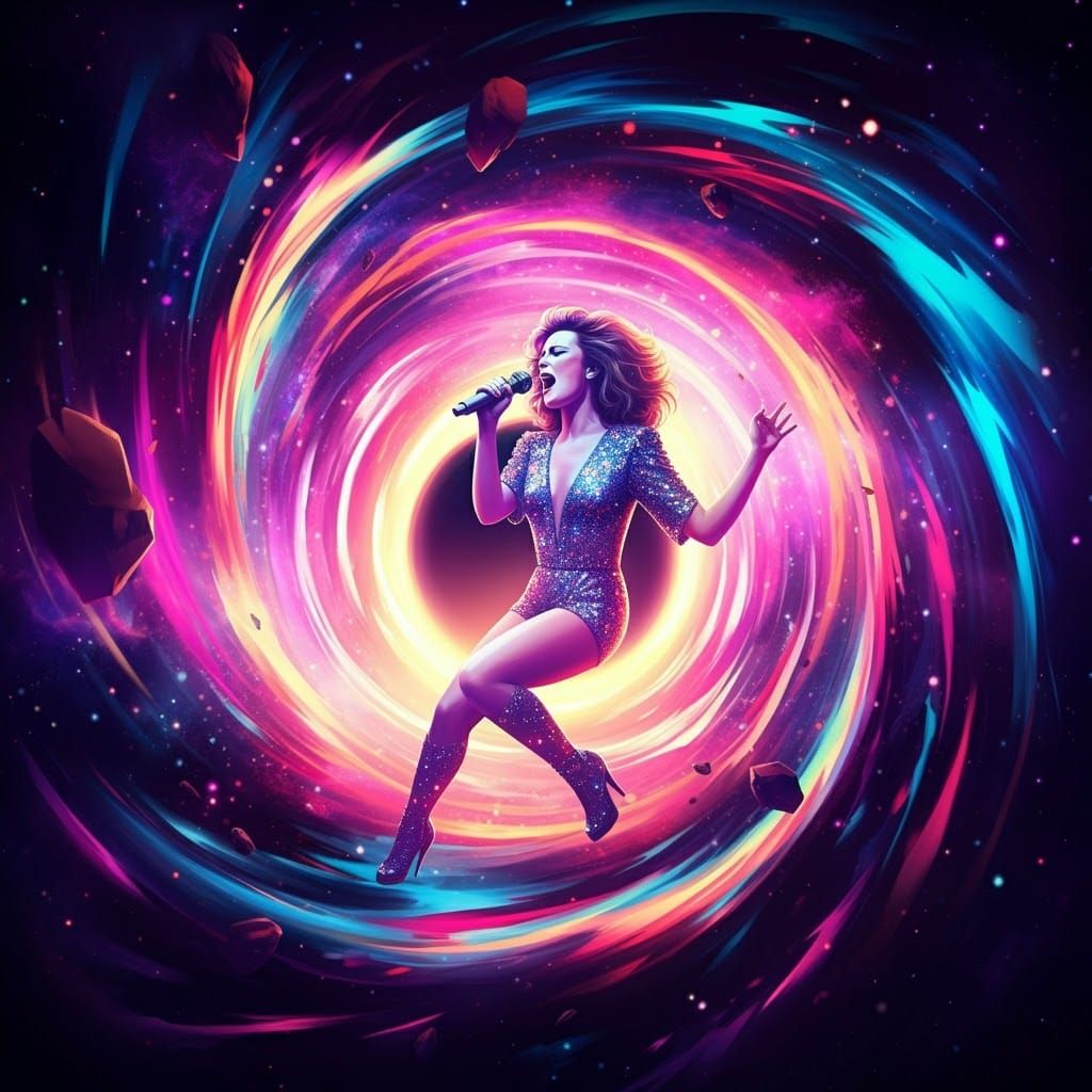Rock Star Sings Karaoke in Kaleidoscopic Black Hole