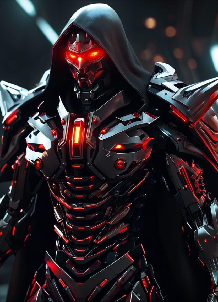 Super Villain in Black Mech Battle Armor