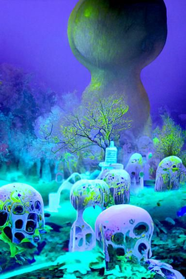 Honeypunk Graveyard with Honeycomb Tombs in Digital Art