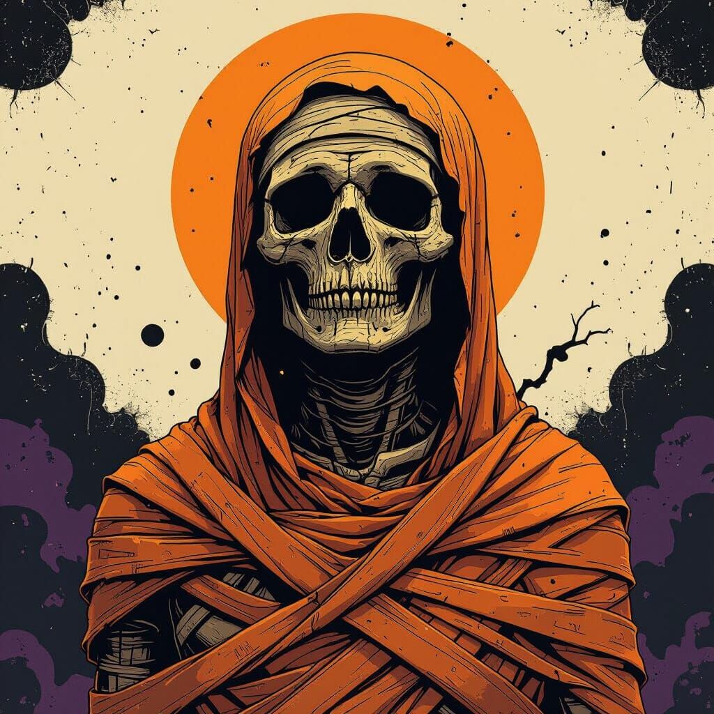 Mystical Mummy Art in Beksiński, Giger, and Thorp Style