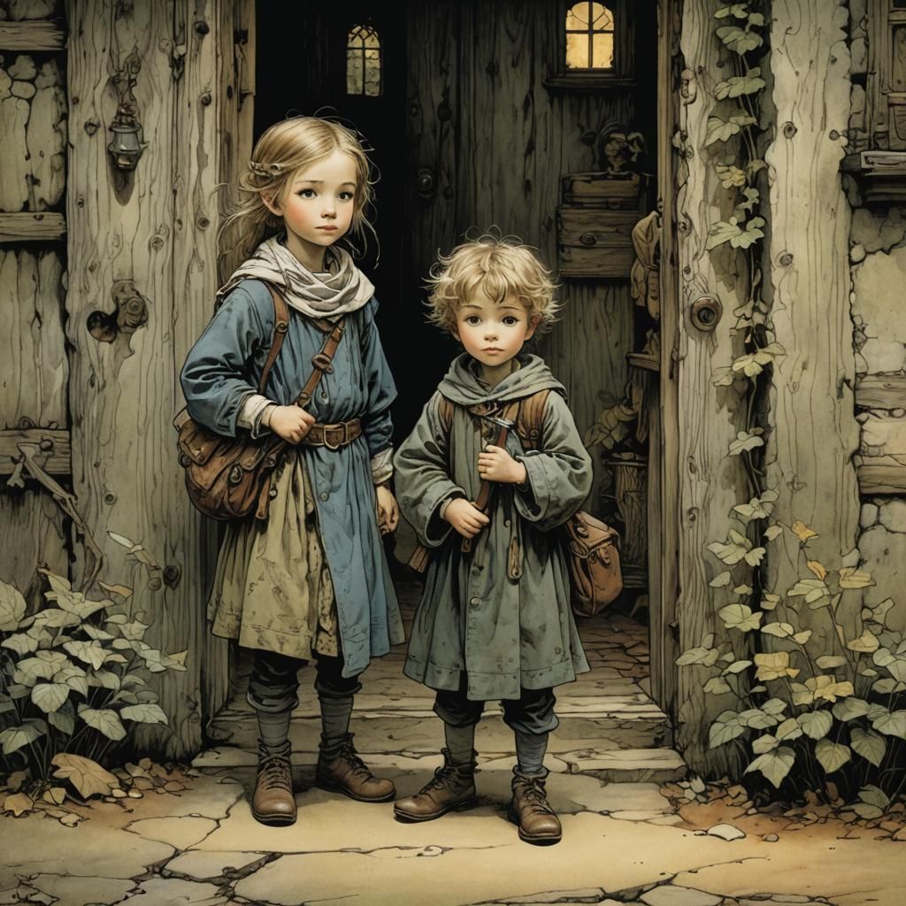 Siblings Arrive: A Whimsical Fantasy Illustration