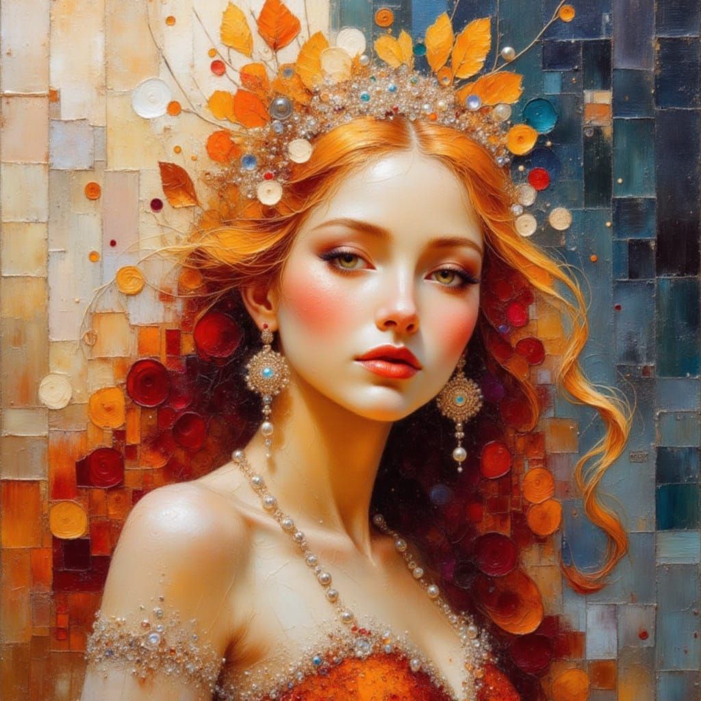 Elegant Princess in Bright Oils, Dry Brush Style