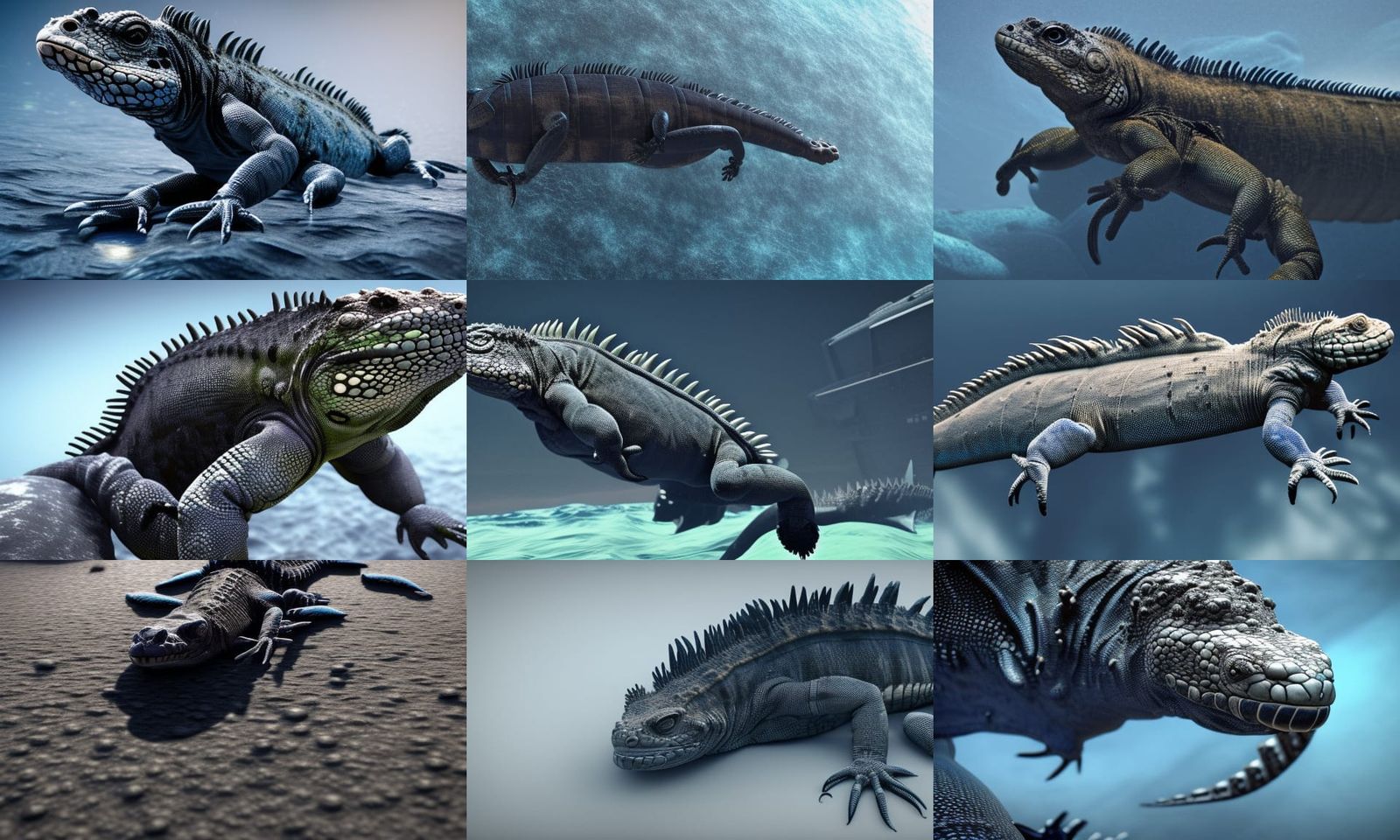 Futuristic Marine Iguana Navy in Sci-Fi Scene
