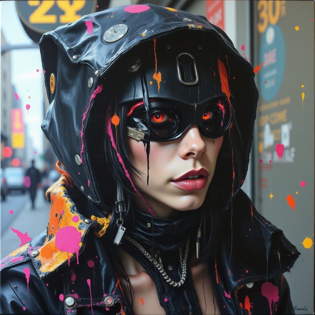 Black Beauty Portrait with Canvas Texture