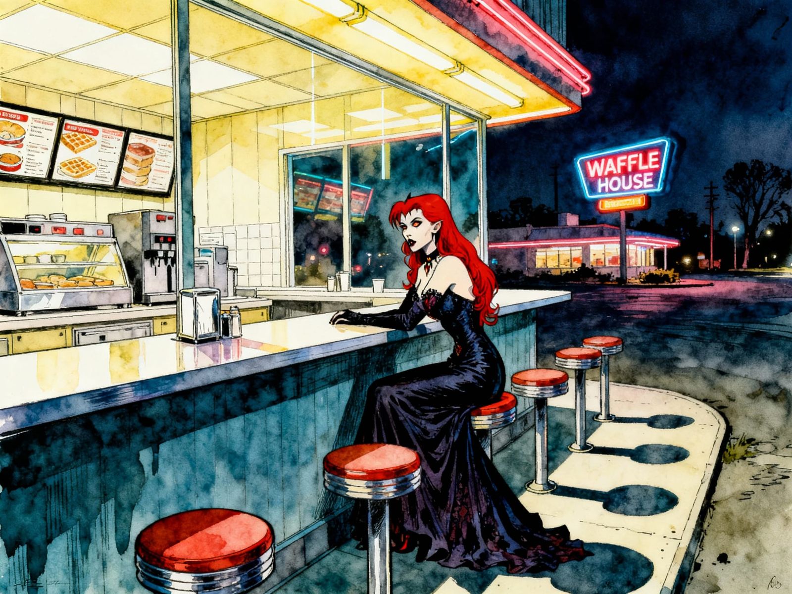 Vampire Queen's Melancholy Midnight at Waffle House