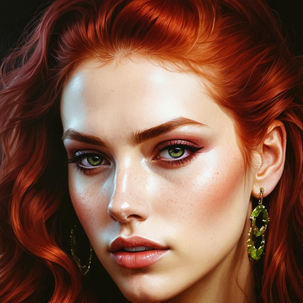 Stunning Redhead in New York City at Night