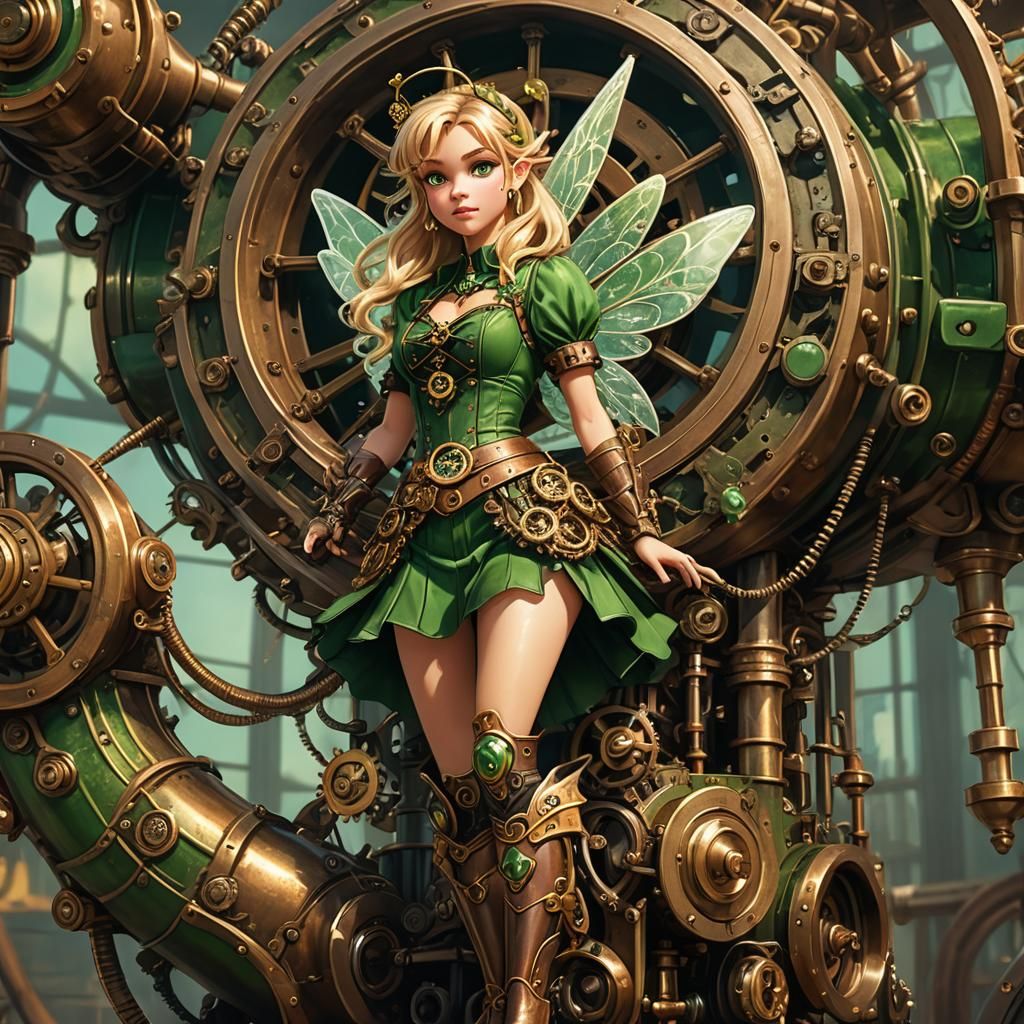 Steampunk Tinkerbell with Brass and Clockwork Details