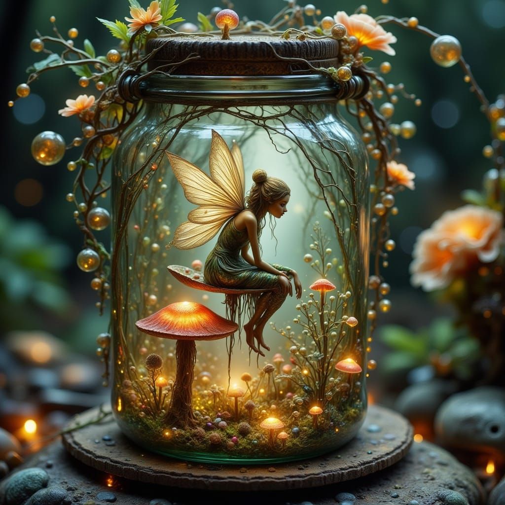 Fairy Kingdom Hidden Inside Glass Jar