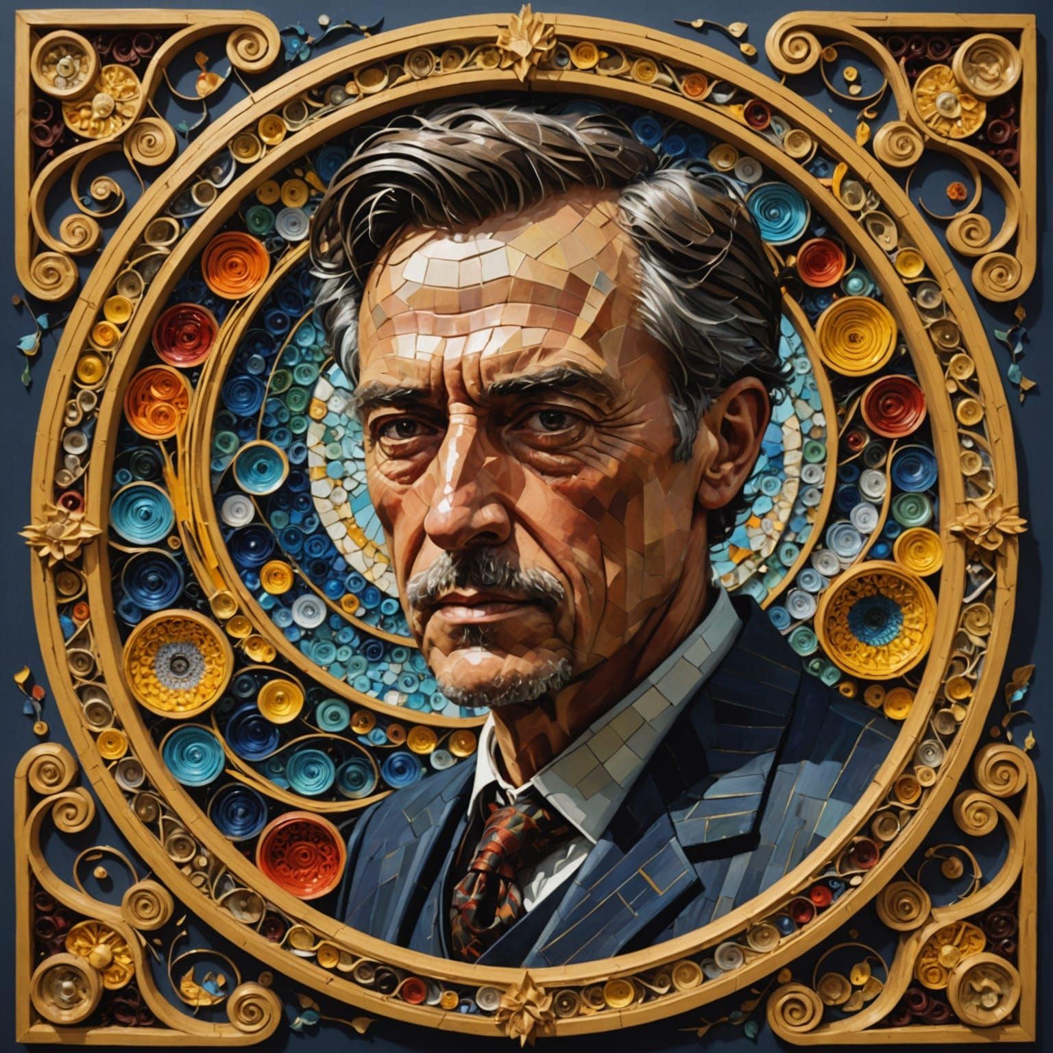 Fractal Mosaic Man in Abstract Style