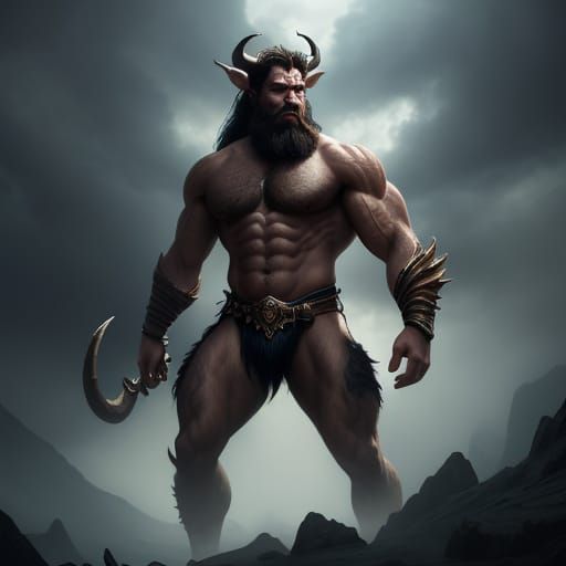 Muscular Satyr in Hyper-Realistic Fantasy Art