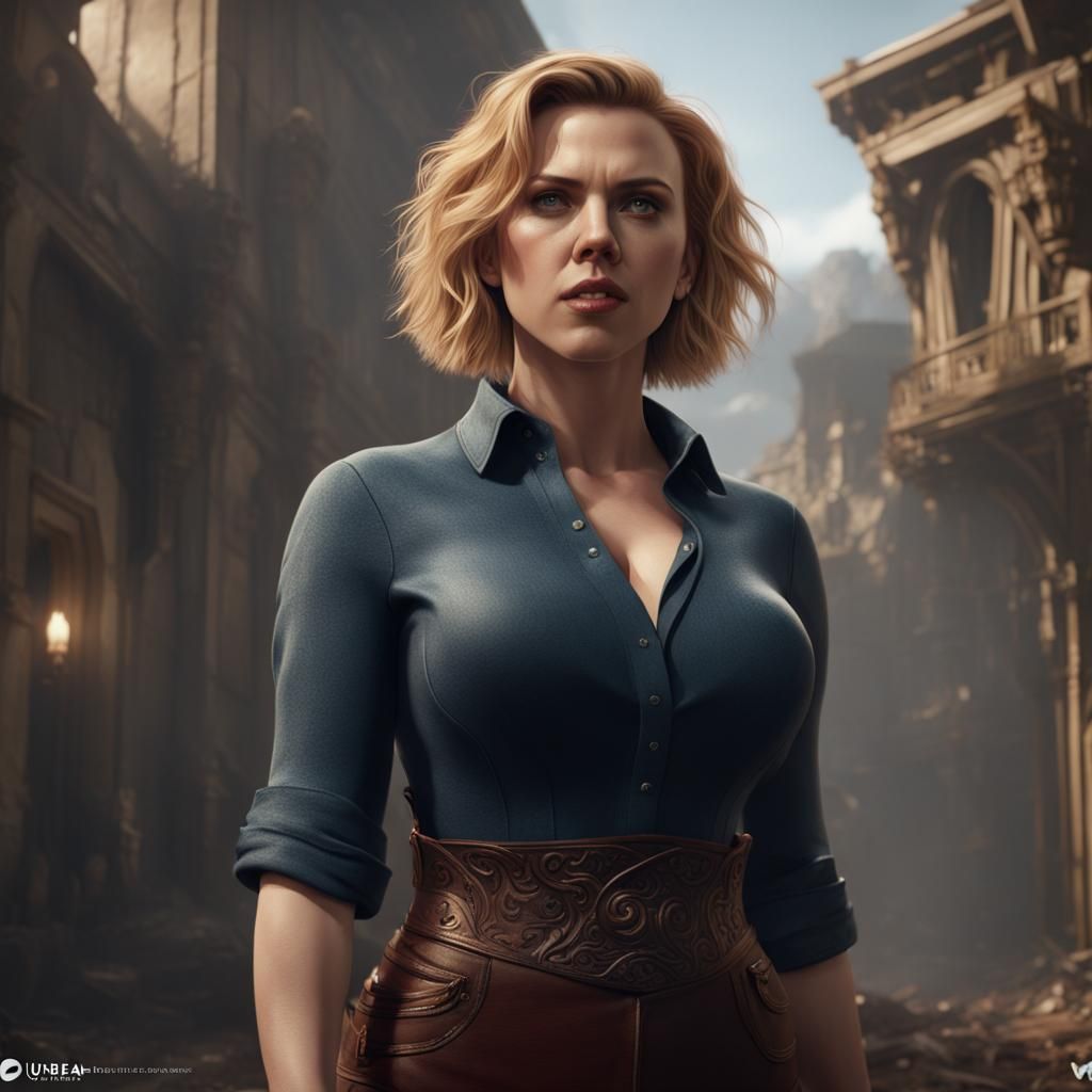 Curvy Woman in Detailed Matte Painting Style