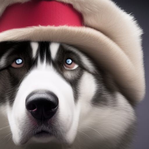 Festive Husky Dog Portrait in Studio Lighting