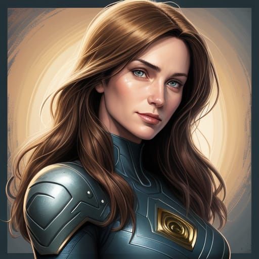 Motherly Woman Portrait in Comic Book Art Style