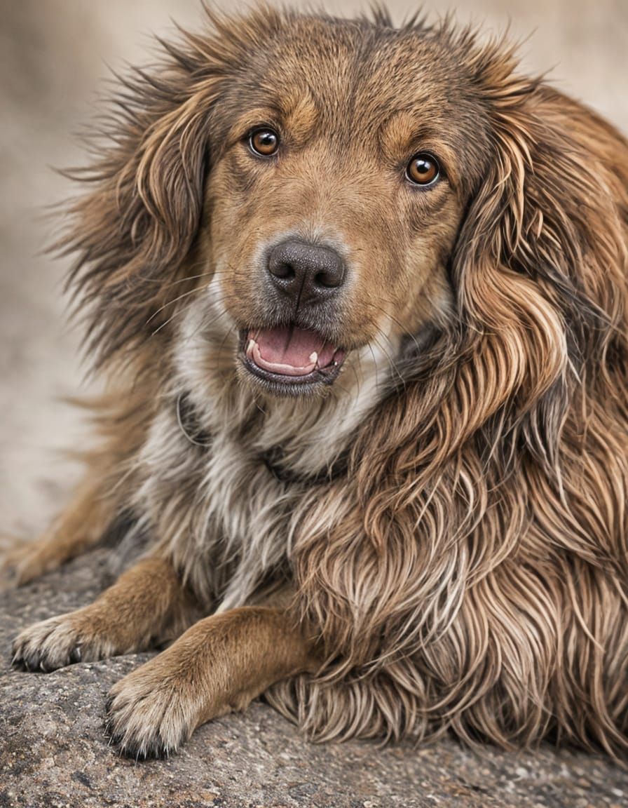 Portrait of a Crazed Dog in Studio Lighting