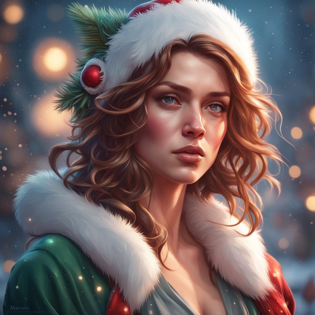 Festive Christmas Portrait in Hyperdetailed Style