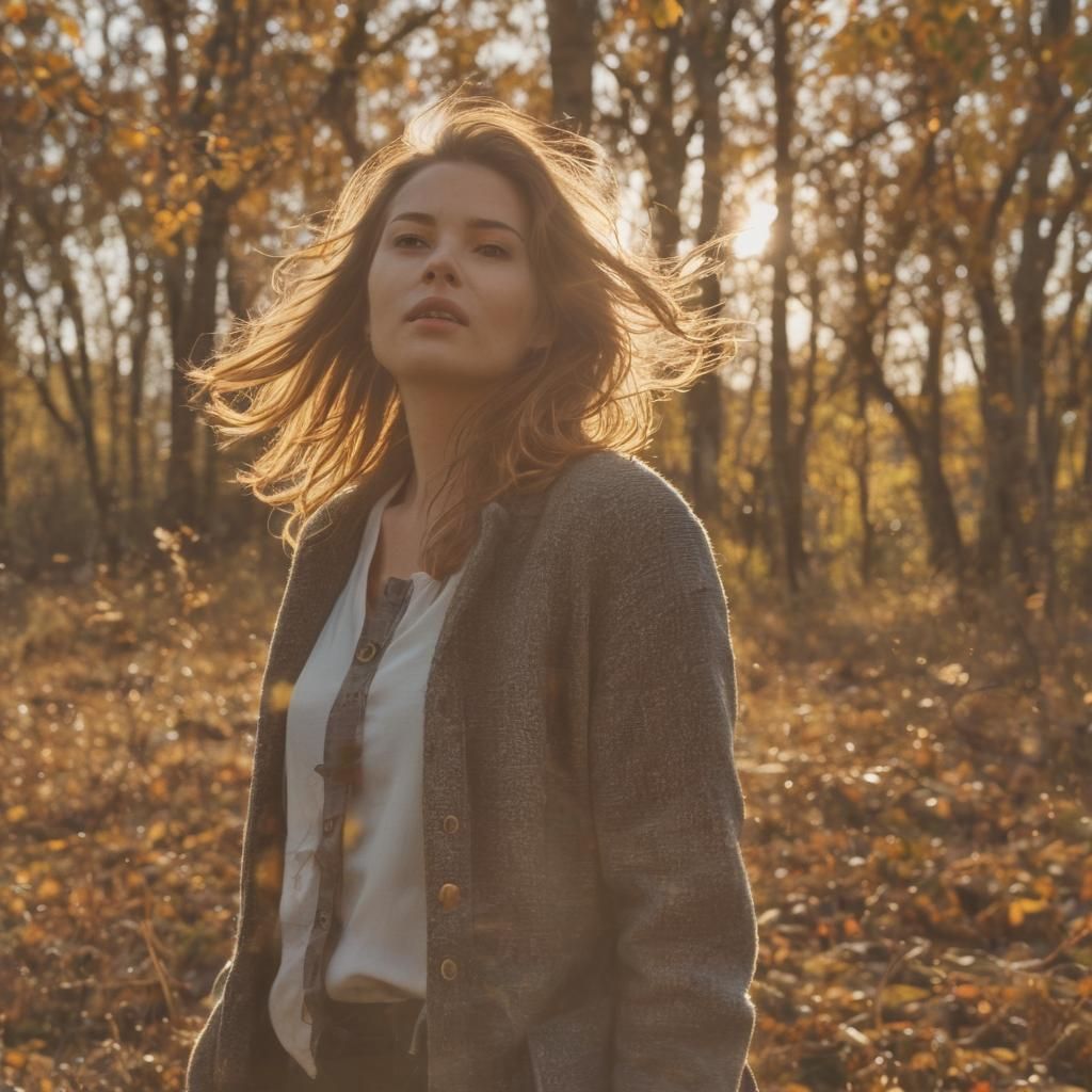 Autumn Field Portrait in Golden Hour Light