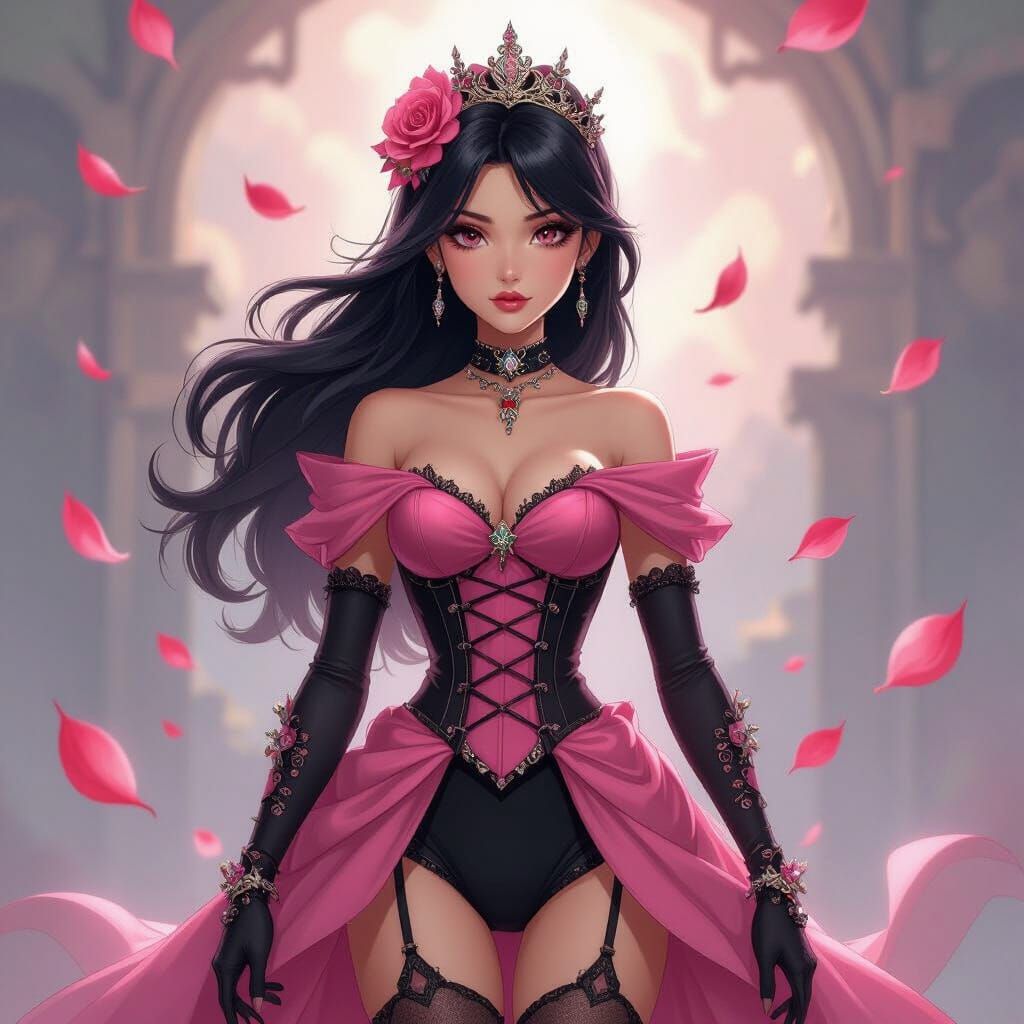 Akumatized Marinette as Dark Rose Villain