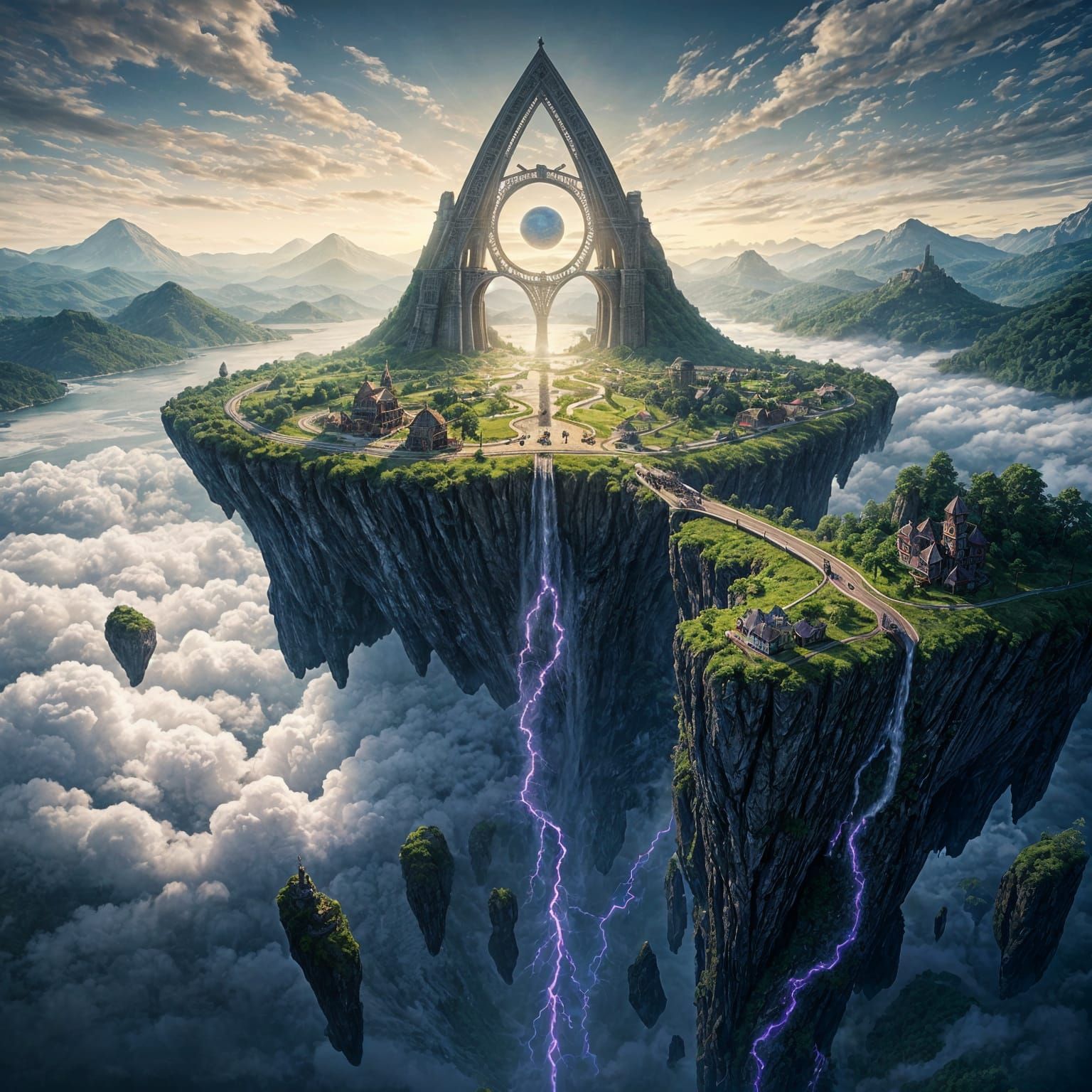 Endless Bridge Between Worlds: Hyperrealistic Concept Art