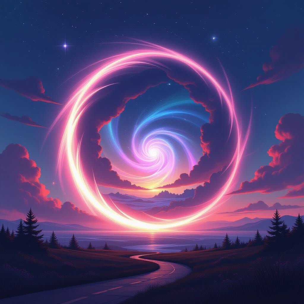 Cosmic Wormhole Opens to Another World in Shimmering Sky