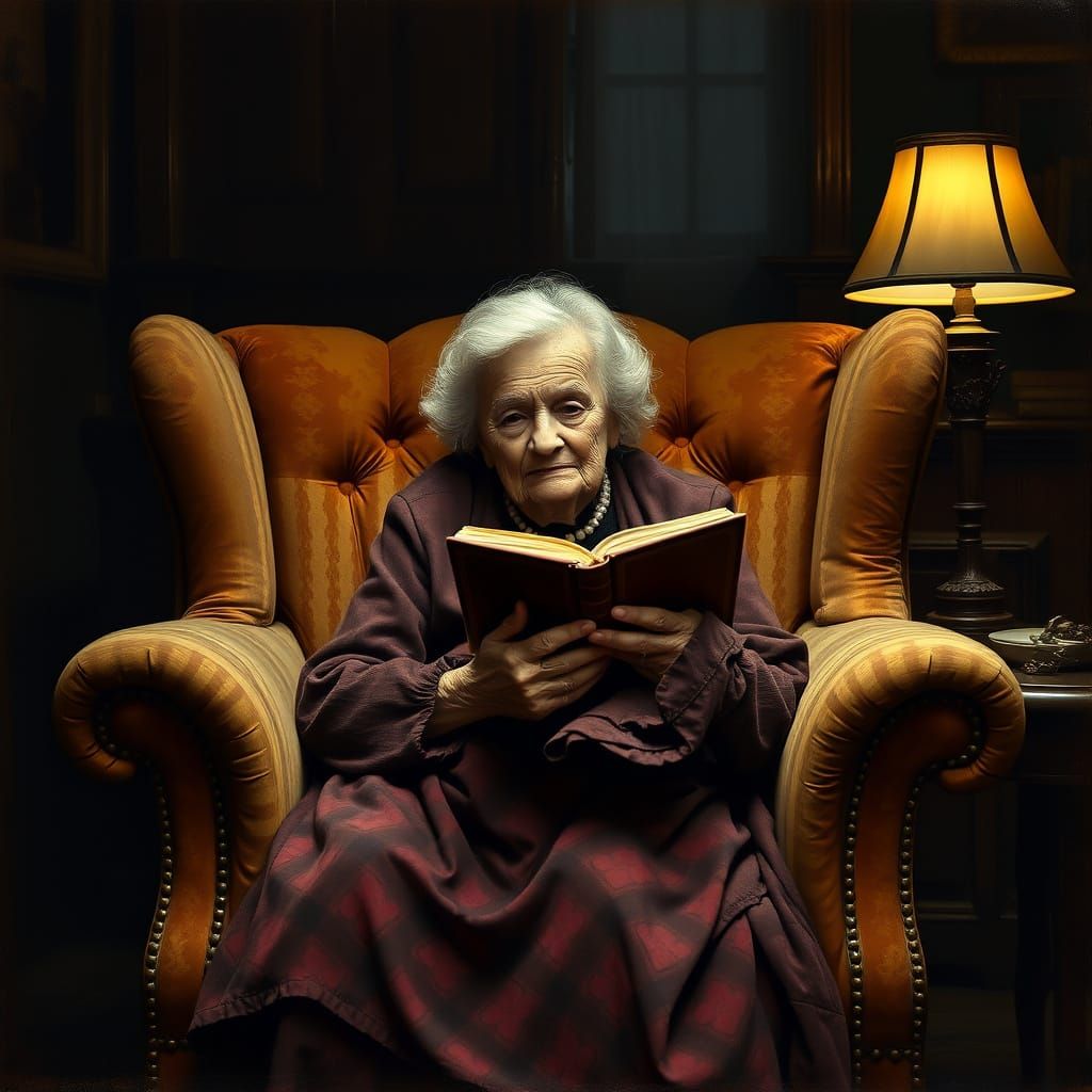 Rembrandt-Style Old Woman Reminiscing