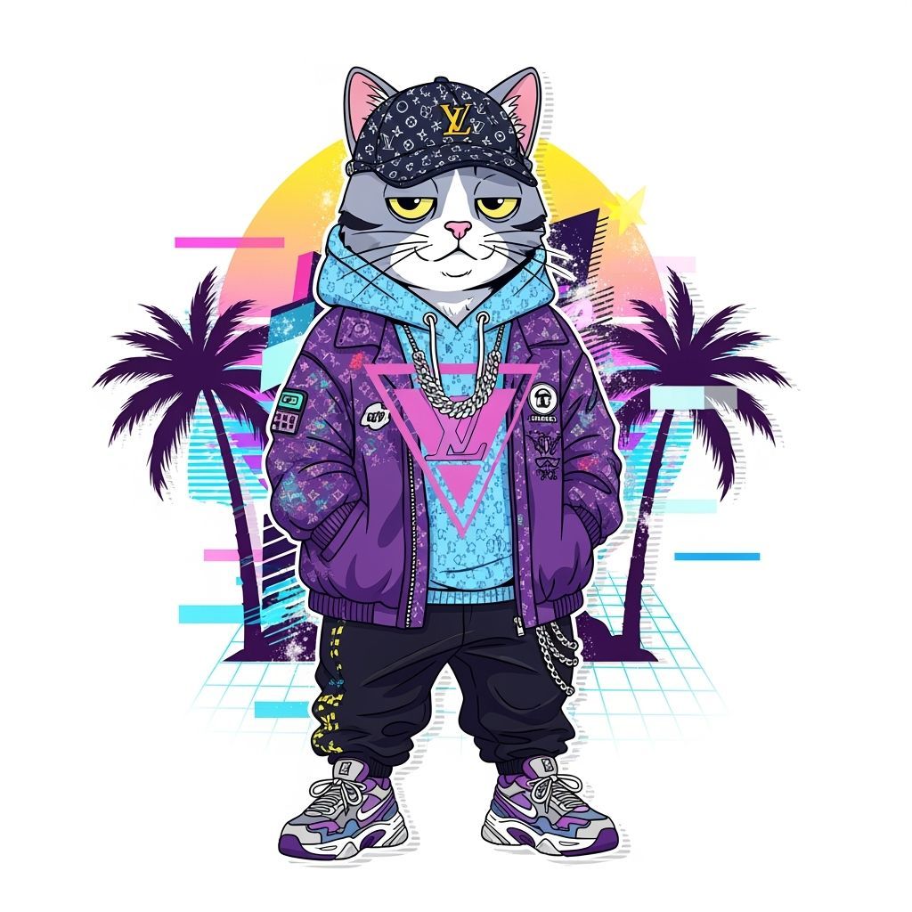 Streetwear Cat PFP Sticker in Seneca Graphic Style
