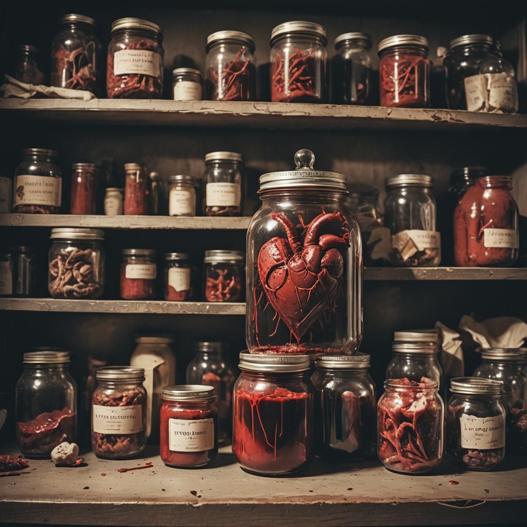 Gruesome Heart Jar: Cinematic Horror Still