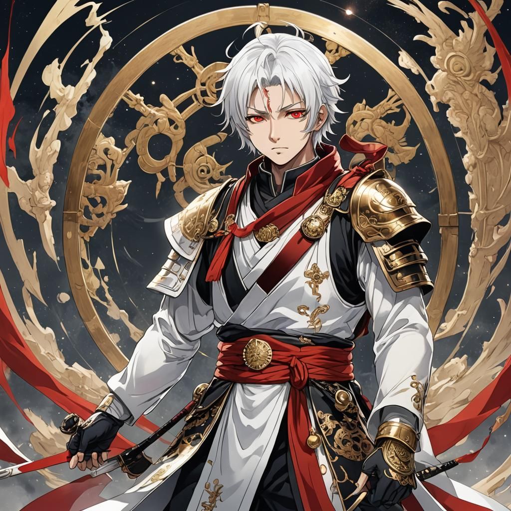 Maitreya with Red Wings in Anime Style