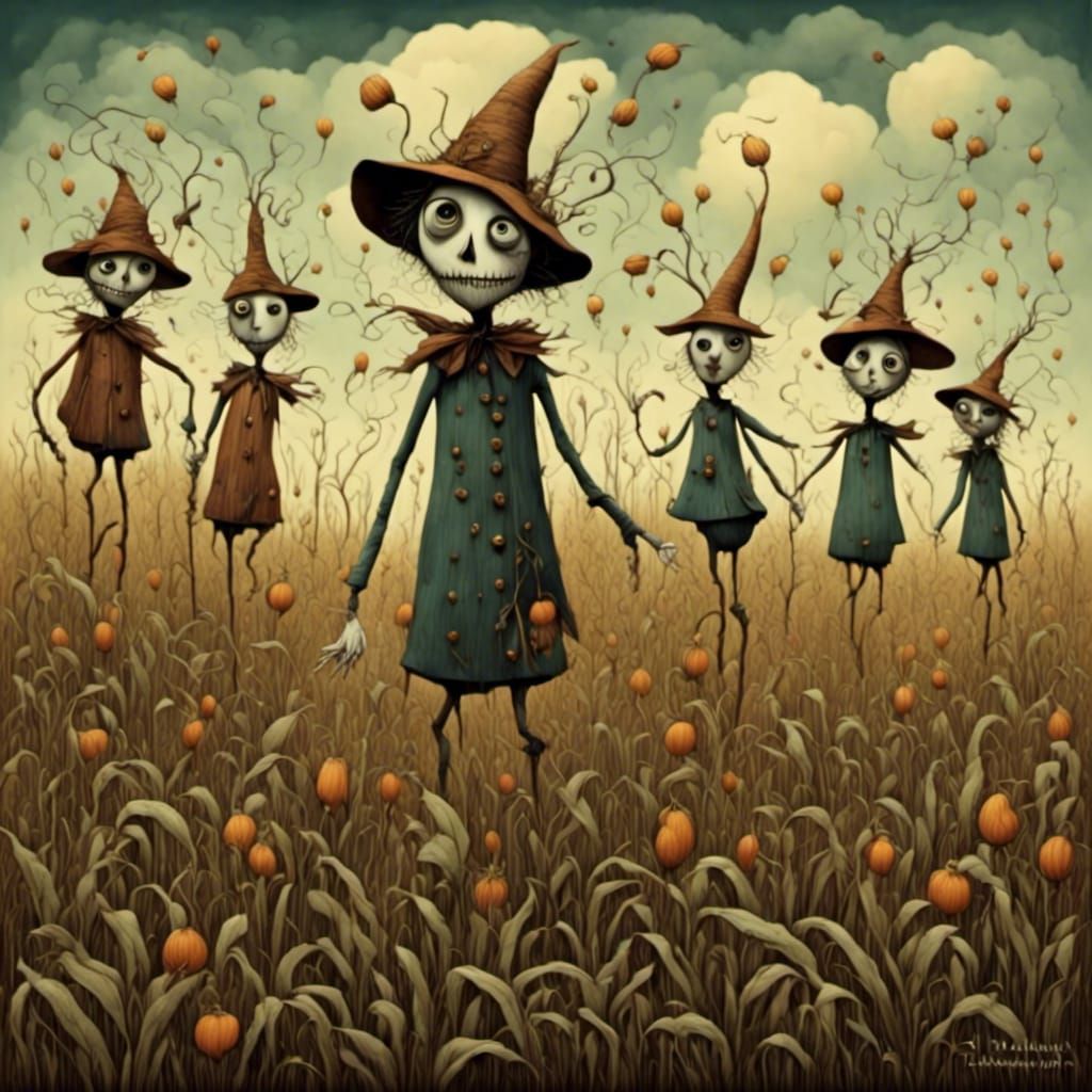 Surreal Scarecrow Fairy Emerges from Cornfield