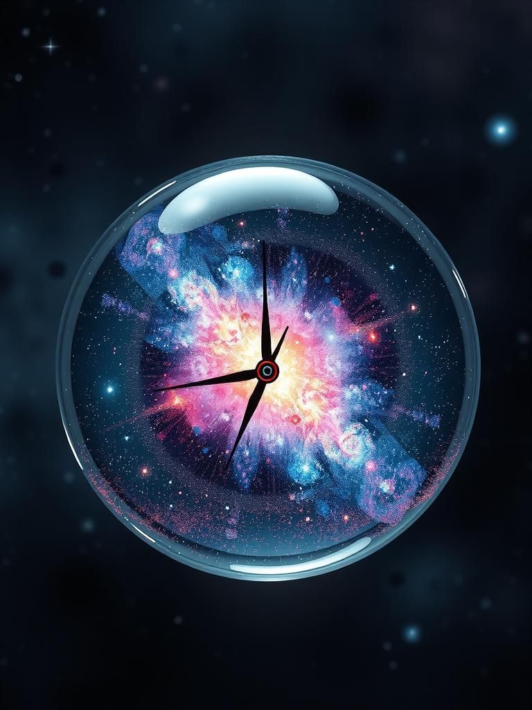Galaxy Clock Orb Floating in Outer Space