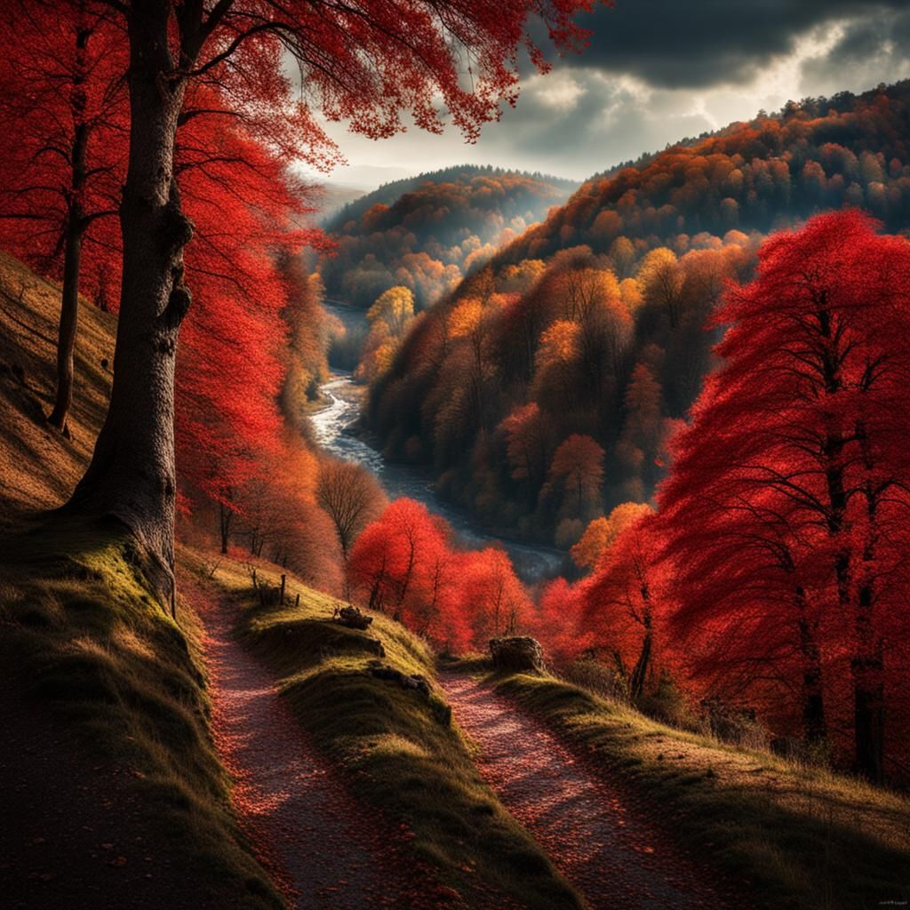 Heart-Shaped Leaves in a Hyperrealistic Clearing