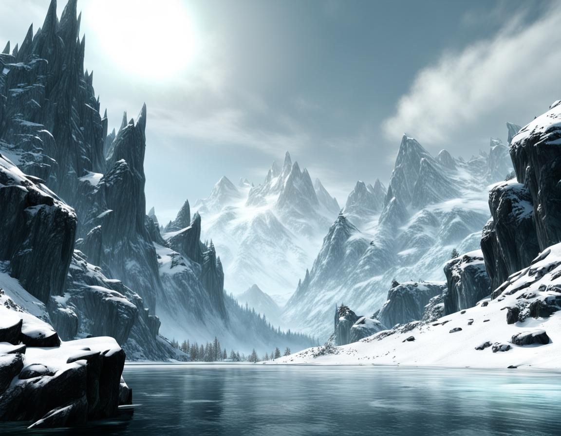 Skyrim's College of Winterhold: Snowy Winter Landscape